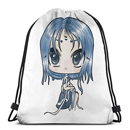 Cute Aquarius Chibi Zodiac Drawstring Bag Sports Fitness Bag Travel Bag Gift Bag