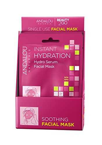 Andalou Naturals Instant Hydration Hydro Serum Facial Mask, Single Face Mask, 0.6 Ounce -Pack of 6-