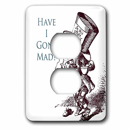 3dRose lsp-110410-6 Hatter Have I Gone Mad Alice In Wonderland 2 Plug Outlet Cover, Multicolor