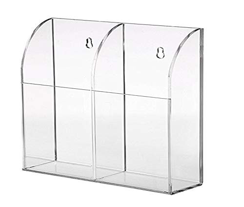 joyjorya 140x140mm Clear Acrylic Remote Control Holder Wall Mount Media Organizer Storage Box Mobile Phone Holder -Two Compartment-