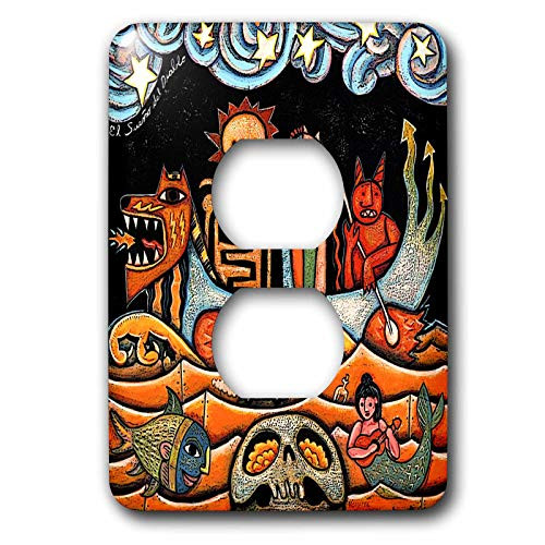 3dRose LLC lsp-21127-6 The Devil S Dream Folk Art Skulls Mexican Colorful Surrealism, 2 Plug Outlet Cover
