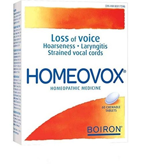 Homeovox Hoarseness Laryngitis Strained Vocal Cords Loss of Voice 60 Tablets