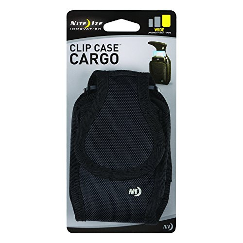 Nite Ize Universal Clip Case Cargo Cell Phone Holder with Holster Belt Clips, Wide, Black