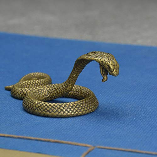 7cm Antique Bronze Cobra boa Snake Statue Miniature Figurines Copper Zodiac Animal Desk Decorations Tea Pets Ornaments Brass Crafts