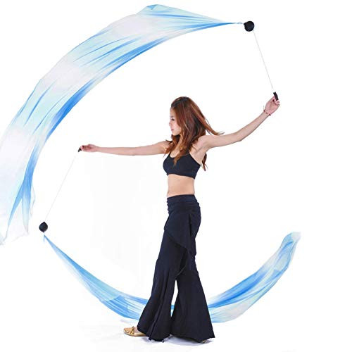 MacRoog 2Pcs Silk Veil and 2 Pcs POI Chain Ball Women Belly Dance Silk Veil Stage Props Thrown Balls Belly Dance Hand Props