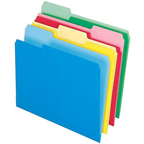 Pendaflex CutLess/Watershed File Fldrs, 1/3 Cut, Top Tab, LTR, Assort, 100/Bx