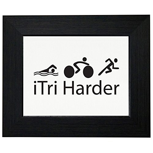 Hollywood Thread iTri Harder Triathlon Swim Bike Run Framed Print Poster Wall or Desk Mount Options