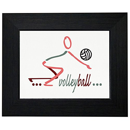 Royal Prints Trendy Volleyball Player Bumping Ball Stick Figure Framed Print Poster Wall or Desk Mount Options