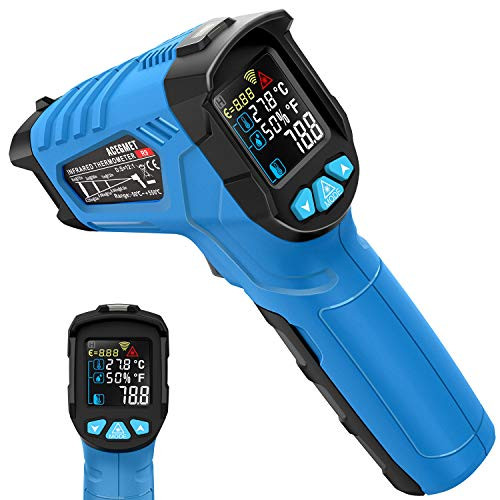 Infrared Thermometer, ACEGMET Thermometer Gun -58F~1022F --50C?550C- Non-Contact Temperature Gun Adjustable Emissivity Laser Thermometer Gun with LCD Display for Cooking/BBQ/Refrigerator