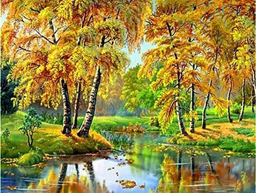 LUANXP DIY Diamond Embroidery Full Display 5D Diamond Painting Autumn Rhinestones Pictures Diamond Mosaic Scenery Home Decor 30X40CM