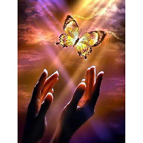 LUANXP Animal Butterfly Hands Diamond Embroidery Full Display Full Round Diamond Painting 5D DIY Cross Stitch Rhinestone Decor Home 30X40CM