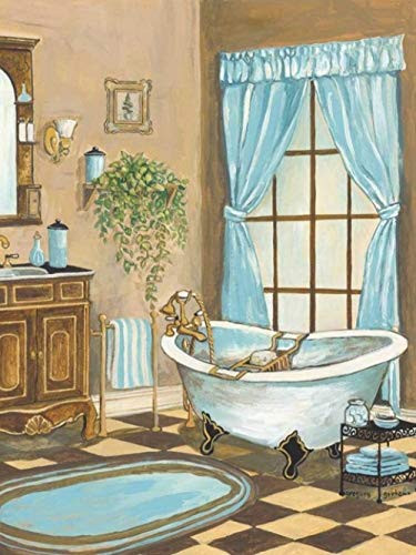 LUANXP Diamond Mosaic Full Display 5D DIY Diamond Painting Bathroom Picture of Rhinestones Scenery Cross Stitch Home Decor 30X40CM