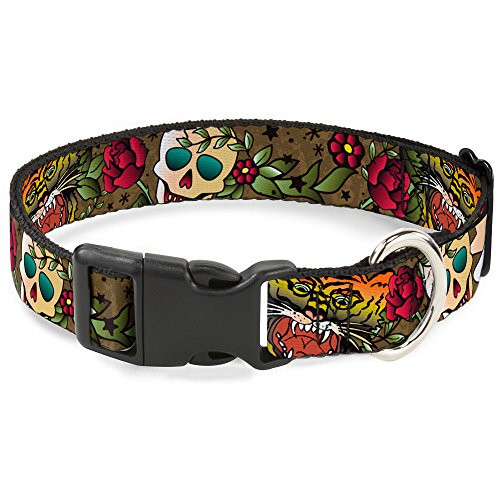 Buckle-Down Plastic Clip Collar - Death Before Dishonor Olive - 1/2" Wide - Fits 6-9" Neck - Small