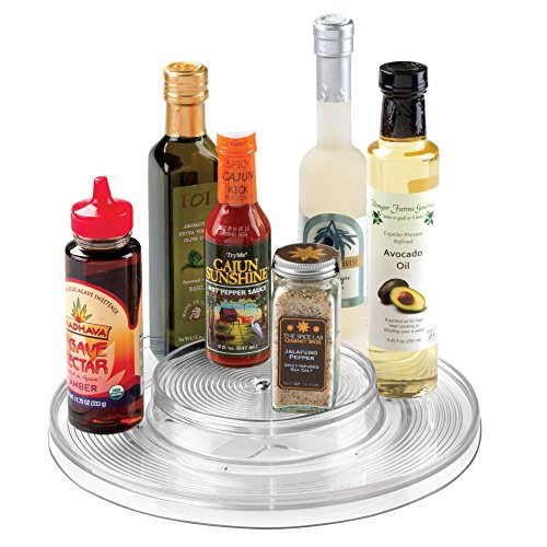 InterDesign Linus Lazy Susan Cabinet Turntable - 2-Tier Organizer Tray for Kitchen Pantry or Countertops - 11", Clear