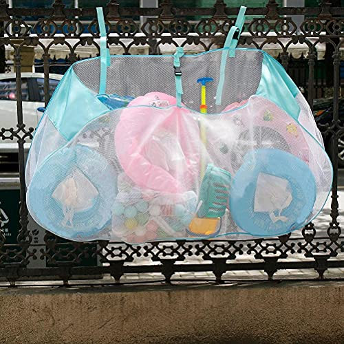 Large Capacity Mesh Storage Bag,Heavy Duty Sport Equipment Storage Bag Hanging Extra Large Pool Toy Organizer Netting for Swimming Floats Beach Balls Container-1pc White-