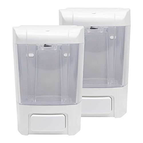 Wall-Mounted Manual Liquid Soap Dispenser Large Plastic Hand Sanitizer Dispenser Shampoo Detergent Containers Kitchen Bathroom Commercial-800ML 2PCS-