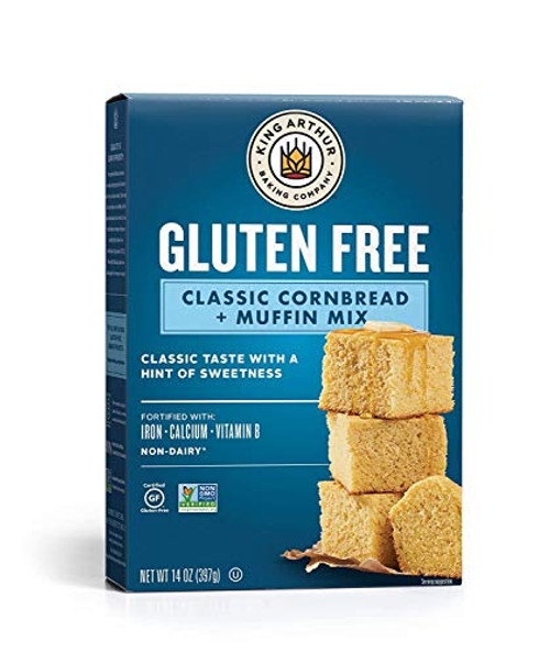 King Arthur Flour Gluten Free Cornbread  plus Muffin Mix, 14 ounces -Pack of 3-