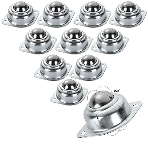 16Pcs 1 Roller Ball Transfer Bearings, 360º Rotation Universal Ball Casters, 400Lbs Carbon Steel Round Ball Transfer Unit for Conveyor, Roller Stand, Transmission, Furniture