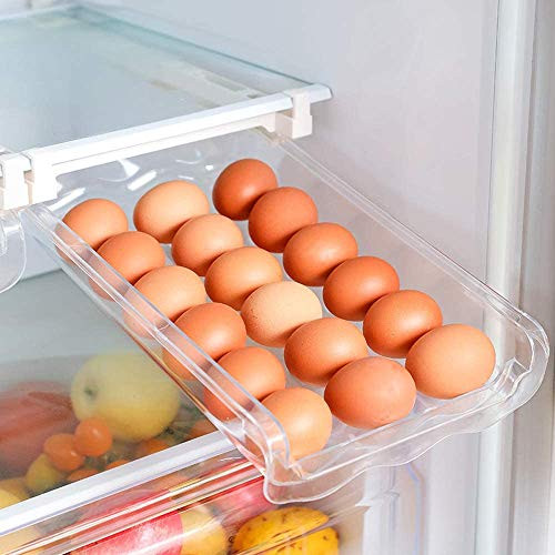ALFEEL Egg Holder For Refrigerator,Egg Drawer For Refrigerator,Refrigerator Egg Trays,Egg Storage Container,Fridge Organizer,Unique Design Pull Out Bins,Fit For Fridge Shelf Under 0.6" -1 PCS-