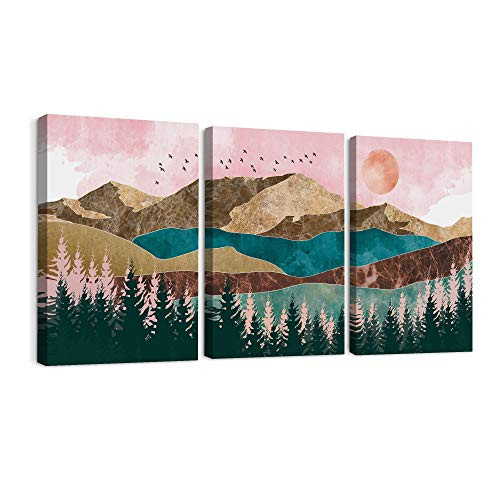 3 Piece Canvas Wall Art Prints Mountain Forest Trees Nature Landscape Painting For Wall Decoration Living Room Bedroom Kitchen 12"x16"