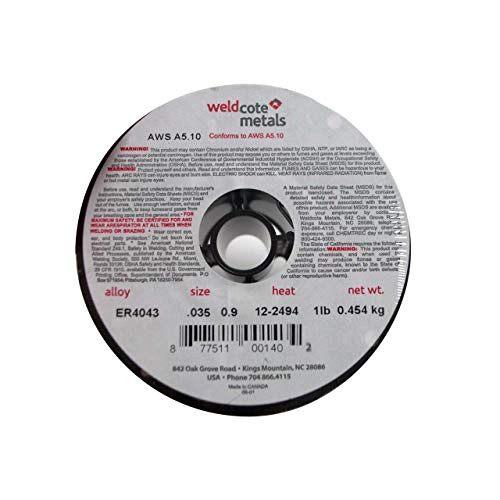 Weldcote Aluminum 4043 .035 X 1 Lb.. Spool MIG Welding Wire by Weldcote Metals