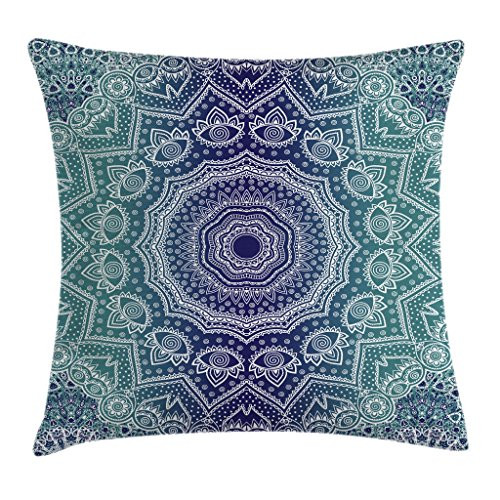 Ambesonne Navy and Teal Throw Pillow Cushion Cover, Cosmic Diagram Art Mandala Circle Religion Ethnic Ombre Art Illustration, Decorative Square Accent Pillow Case, 24 X 24 Inches, Dark Blue Teal Ambesonne Navy and Teal Throw Pillow Cushion Cover, Cosmic Diagram Art Mandala Circle Religion Ethnic Ombre Art Illustration, Decorative Square Accent Pillow Case, 24 X 24 Inches, Dark Blue Teal