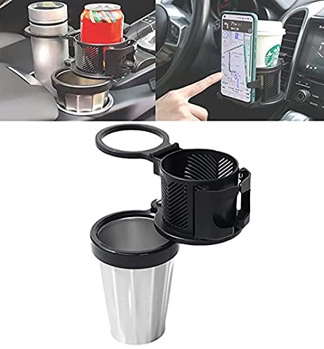 2-in-1 Car Cup Holder Expander Adapter, Multifunctional Car Cup Holder With 360 Rotating Adjustable, Car Cup Holder Phone Mount Adjustable, Dual Drink Holder For Car, With 360 Rotating Base -1PCS-