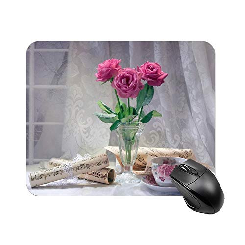 Glass Flower Sheet Music Mouse Pad 7.1 X 8.7 in