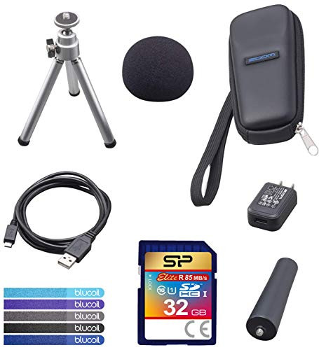 Zoom APH-1N Accessory Pack for H1N Handy Recorder Bundle with Elite 32GB Class 10 MicroSDHC Memory Card and Blucoil 5-Pack of Reusable Cable Ties