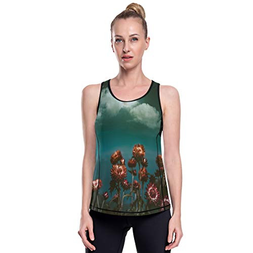 Unique Beautiful Night Landscape Yoga Tank Tops for Women Sport Mesh Workout Tank Tops