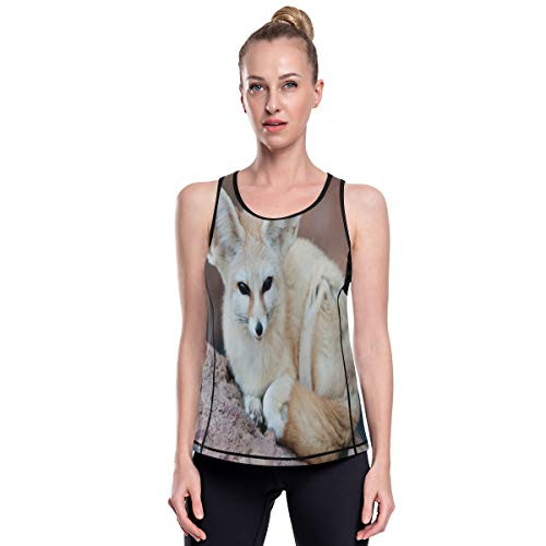 Wild Animals Big Eared Fox Unique Yoga Tank Tops for Women Sport Mesh Workout Tank Tops