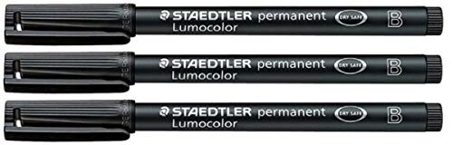STAEDTLER Lumocolor Black Broad Permanent Marker Pens Pack Of 3 Waterproof Smudge Resistant Quick Dry Cd Dvd Ohp STAEDTLER Lumocolor Black Broad Permanent Marker Pens Pack Of 3 Waterproof Smudge Resistant Quick Dry Cd Dvd Ohp