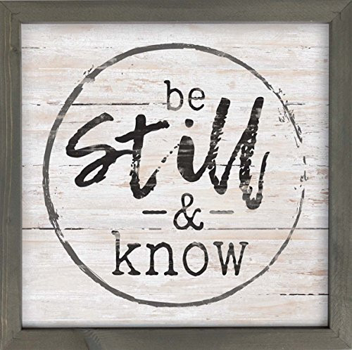 P. Graham Dunn Be Still & Know White Weathered 12 x 12 Inch Pine Wood Framed Wall Art Plaque