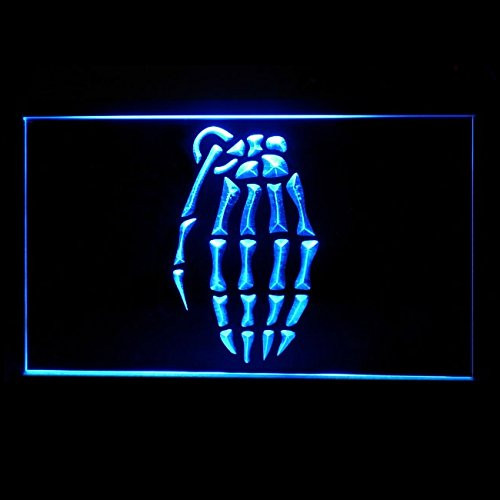 150086 Hand Grenade Skull Skeleton Death Display LED Light Neon Sign