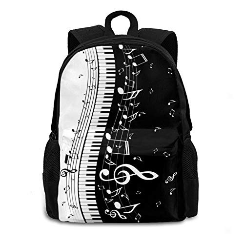 Piano Keyboard Music Notes Backpack Bookbag Daypack Shoulder Bag Laptop Pack Rucksack for Teens Girls Boys School Travel Hiking College