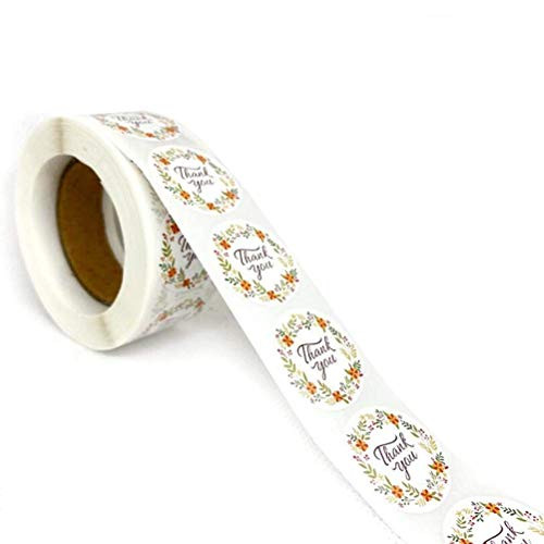 IYSHOUGONG 1 Roll/500Pcs Round Kraft Thank You Seal Stickers DIY Gifts Package Adhesive Label Tags for Envelope Bag Seals Party Supplies