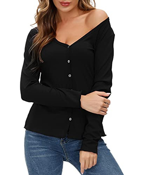 Women's Classic Long Sleeve Open Front Knit Cropped Bolero Shrug Cardigan Sweater Black2XL