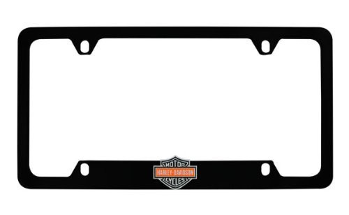 Harley-Davidson Flat Matte Black License Plate Frame Holder 3D Color Bar Shield