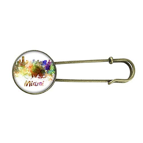 Mia America City Watercolor Retro Metal Brooch Pin Clip Jewelry Mia America City Watercolor Retro Metal Brooch Pin Clip Jewelry