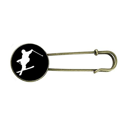 Sport Ski Board Black Skiing Outline Retro Metal Brooch Pin Clip Jewelry