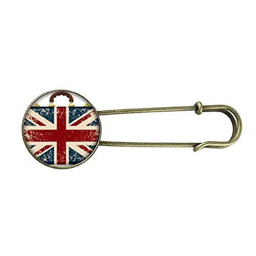 Union Jack Retro Suitcase Britain UK Flag Culture Retro Metal Brooch Pin Clip Jewelry