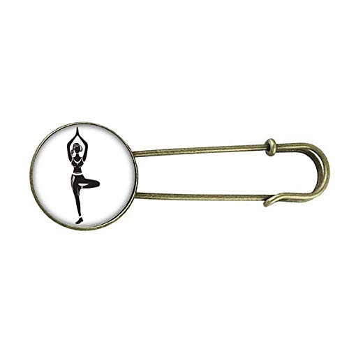 Yoga Girl Stand Keep Outline Retro Metal Brooch Pin Clip Jewelry