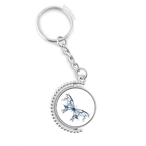 Blue Butterfly Kite Rotatable Keyholder Ring Disc Accessories Chain Clip