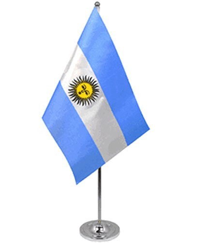 Argentina Satin and Chrome Office Desk Table Flag