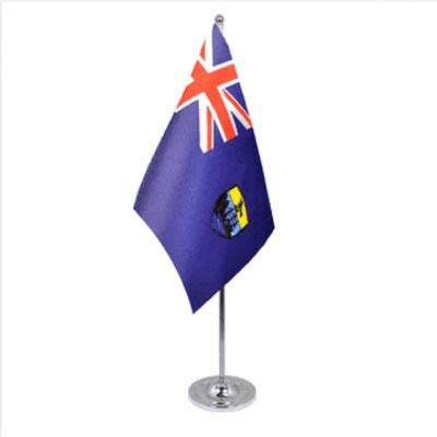 St Helena Satin and Chrome Office Desk Table Flag
