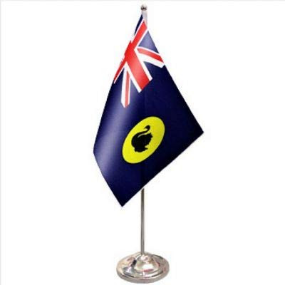 Western Australia Satin and Chrome Office Desk Table Flag