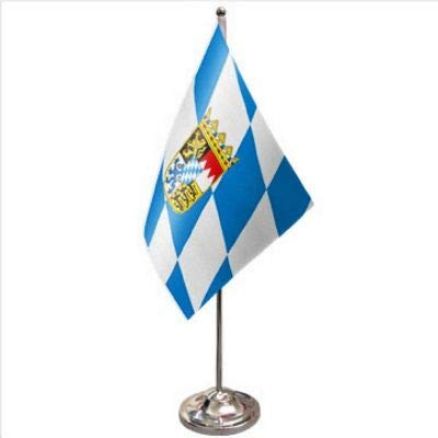 Germany Bavaria State Satin and Chrome Office Desk Table Flag
