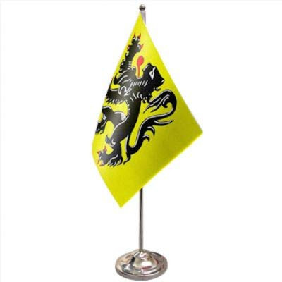 Belgium Flanders Region Satin and Chrome Office Desk Table Flag