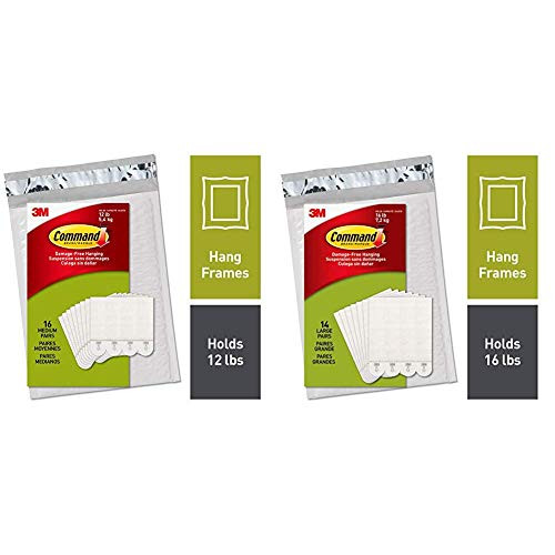 Command 12 lb Picture Hanging Strips, 16 Pairs -36 Strips-, Indoor Use -PH204-16NA- with Picture Hanging Strips, 14 Pairs -28 Strips-