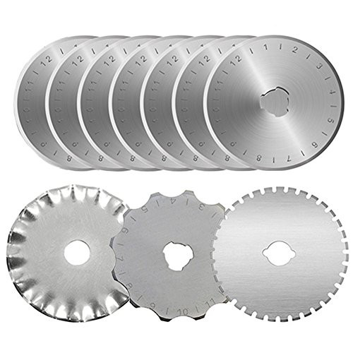 KISSWILL Rotary Cutter Blades 45mm - 10 Pack 45mm Rotary Blades Fits for Fiskars Olfa Martelli Truecut 45mm Rotary Cutter Replacement, Sharp and Durable 45mm Blades